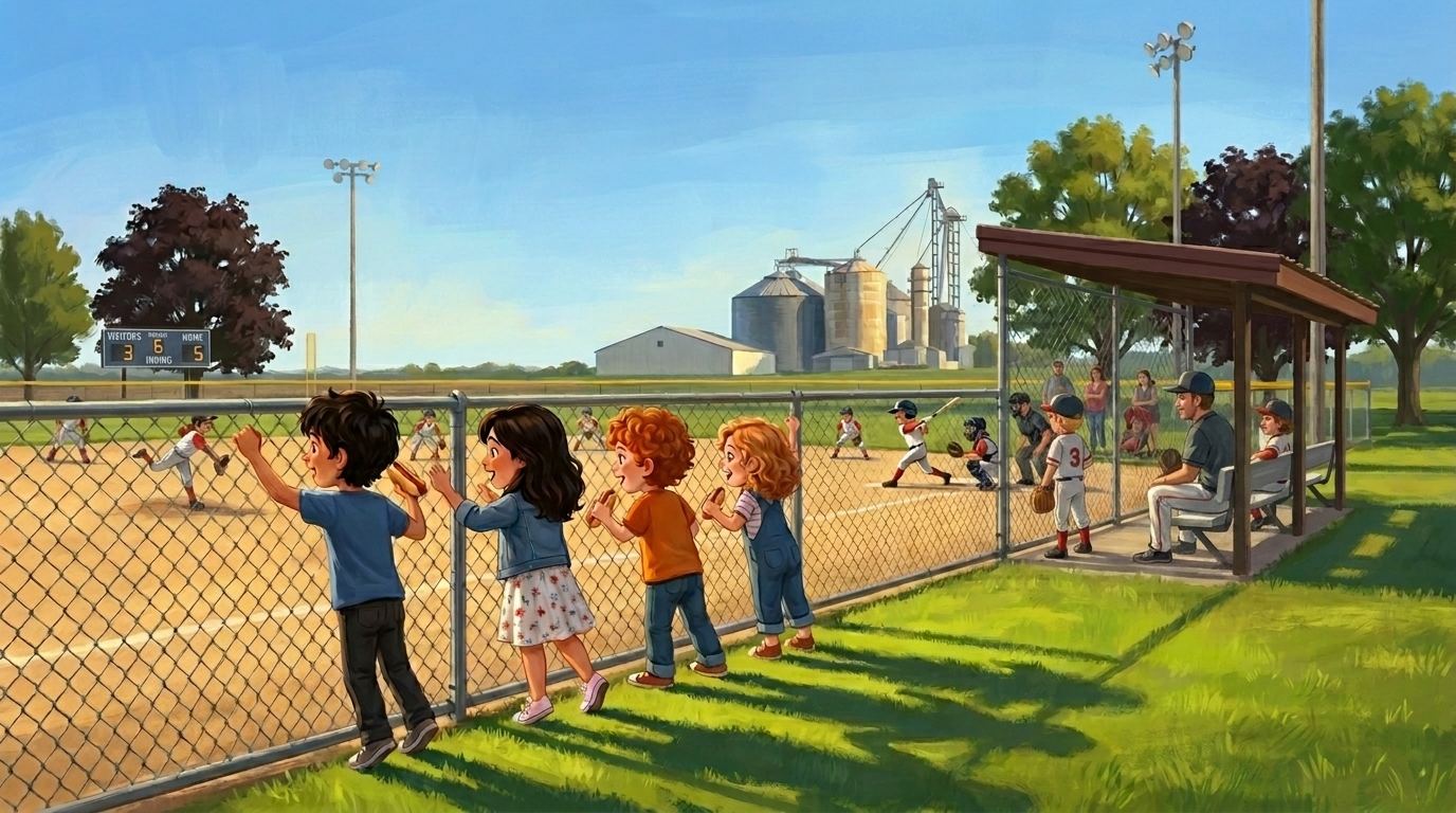 Dunlap Days children's book — baseball game illustration
